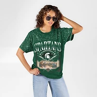 Women's Gameday Couture Green Michigan State Spartans  Sky's the Limit Washed Micro Rhinestone T-Shirt
