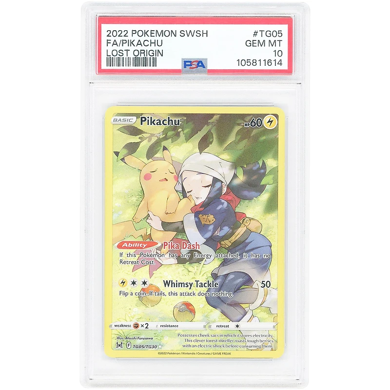 Pikachu 2022 Pokemon Lost Origin Trainer Gallery Ultra Rare #TG05 PSA Authenticated 10 Card