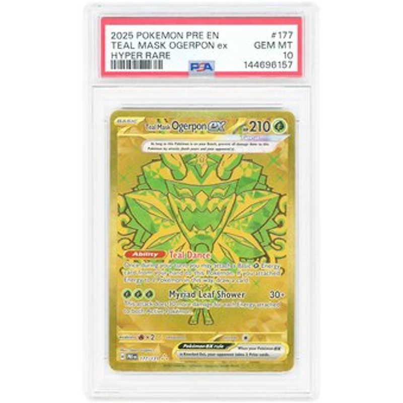 Teal Mask Ogerpon ex 2025 Pokemon Prismatic Evolutions Hyper Rare #177 PSA Authenticated 10 Card