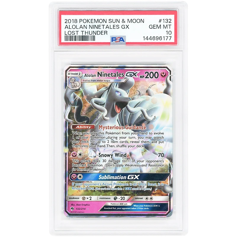 Alolan Ninetales GX 2018 Pokemon Lost Thunder Ultra Rare #132 PSA Authenticated 10 Card