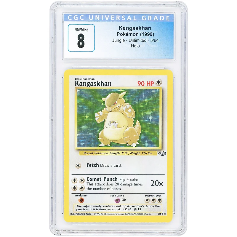Kangaskhan 1999 Pokemon Jungle 1st Edition Holo Rare #5 CGC Authenticated 8 Card