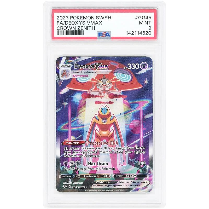 Deoxys VMAX 2023 Pokemon Crown Zenith: Galarian Gallery Ultra Rare #GG45 PSA Authenticated 9 Card