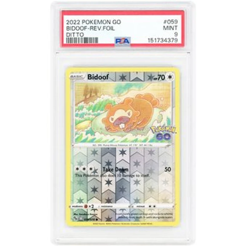 Bidoof Peelable Ditto 2022 Pokemon Go Common #59 PSA Authenticated 9 Card