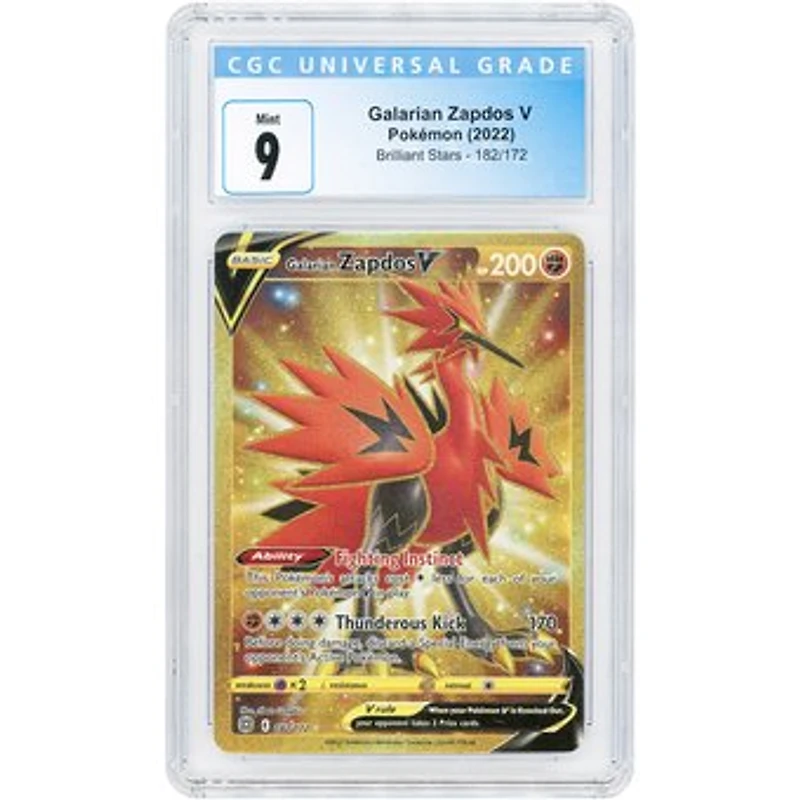 Galarian Zapdos V 2022 Pokemon Brilliant Stars Ultra Rare #182 CGC Authenticated 9 Card