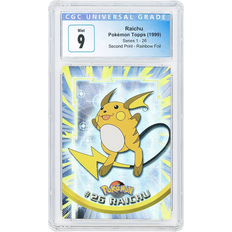 Raichu 1999 Pokemon Topps Series 1 Chrome Rare #26 CGC Authenticated 9 Card