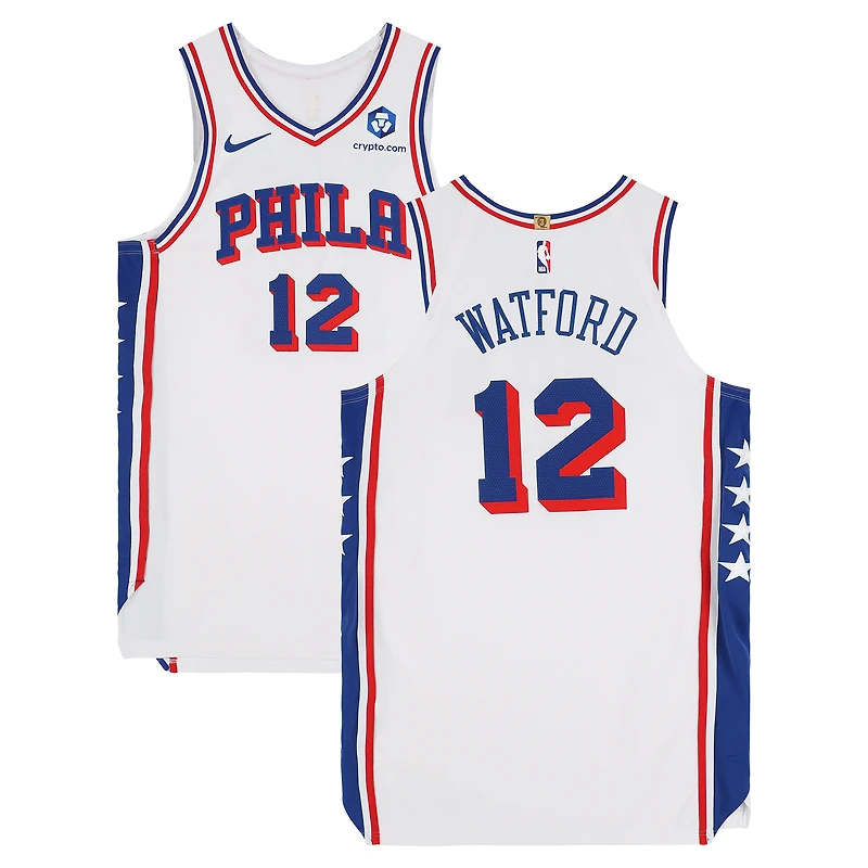 Trendon Watford Philadelphia 76ers Player-Issued #12 White Jersey from the 2025-26 NBA Season - Size 50+6