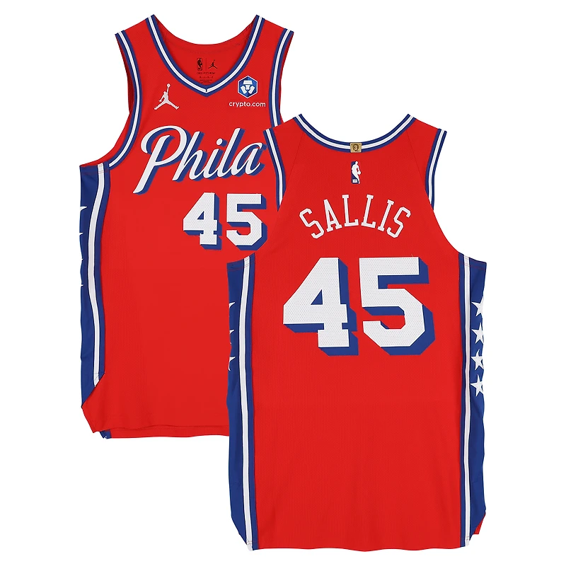 Hunter Sallis Philadelphia 76ers Player-Issued #45 Red Jersey from the 2025-26 NBA Season - Size 46+4