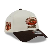 Men's New Era Cream/Brown Green Bay Packers Pumpkin Spice A-Frame 9FORTY Adjustable Hat