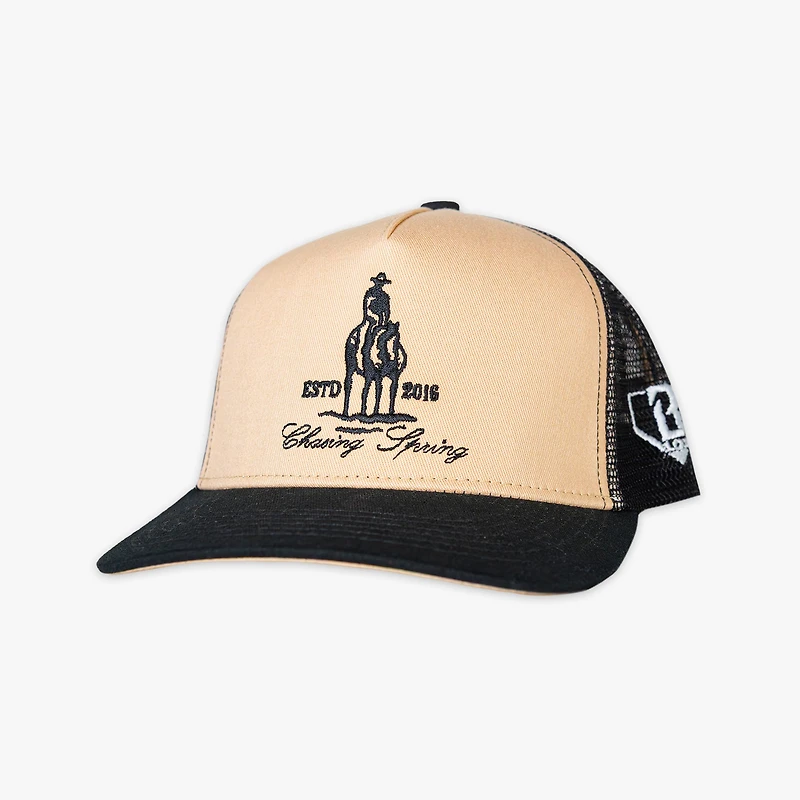 Men's Baseball Lifestyle 101 Cream/Black Bat And Bridle Snapback Trucker Hat