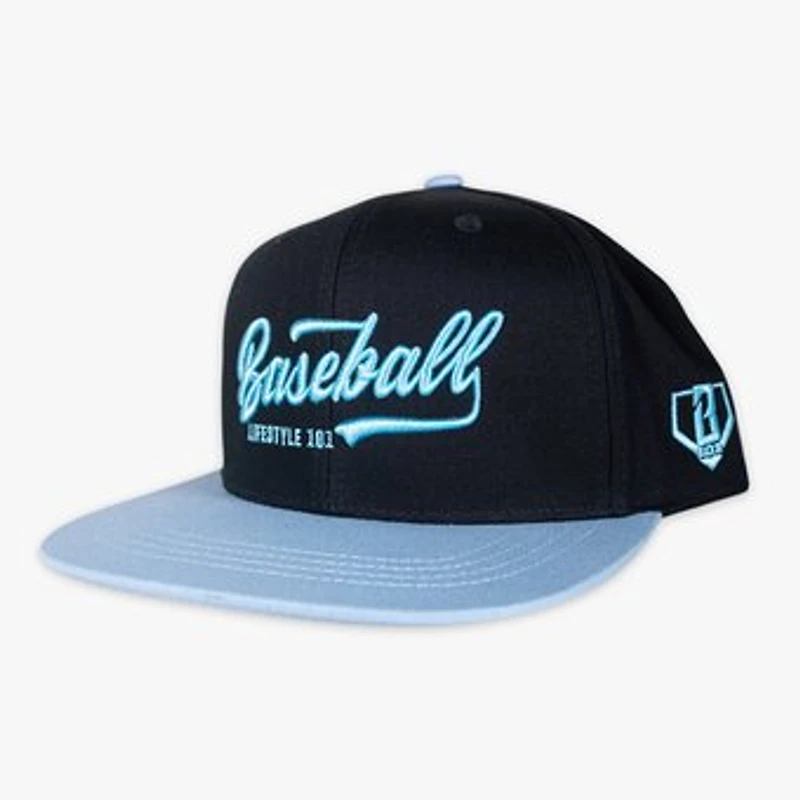 Men's Black/Light Blue Established Snapback Hat