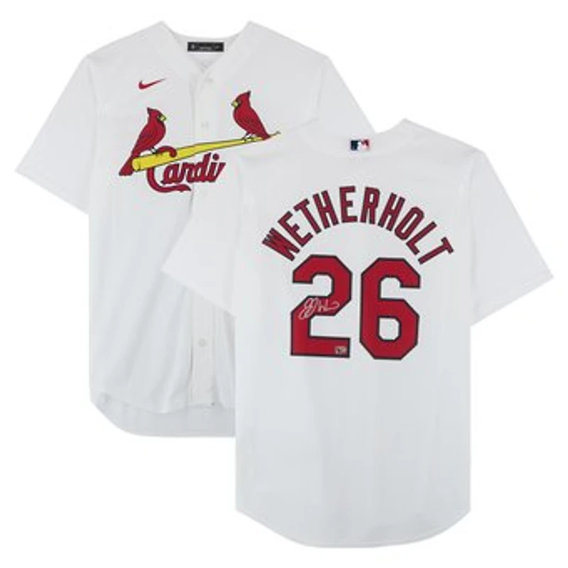 JJ Wetherholt St. Louis Cardinals Autographed White Nike Replica Jersey