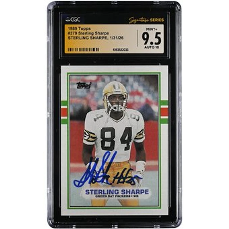 Sterling Sharpe Green Bay Packers Autographed 1989 Topps #379 CGC Authenticated /10 Rookie Card