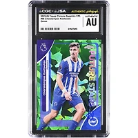 Charalampos Kostoulas Brighton and Hove Albion Autographed 2025-26 Topps Chrome Sapphire EPL Green #50 #/99 CGC Authenticated Card