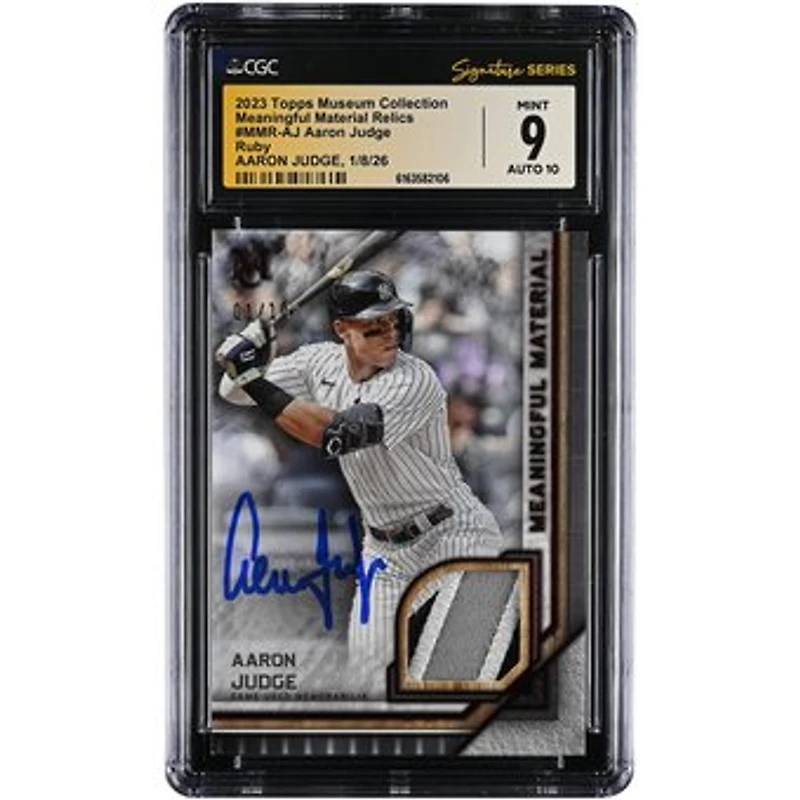 Aaron Judge New York Yankees Autographed 2023 Topps Museum Collection Game-Used Relic #MMR-AJ #1/10 CGC Authenticated 9/10 Card