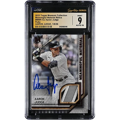 Aaron Judge New York Yankees Autographed 2023 Topps Museum Collection Game-Used Relic #MMR-AJ #1/10 CGC Authenticated 9/10 Card