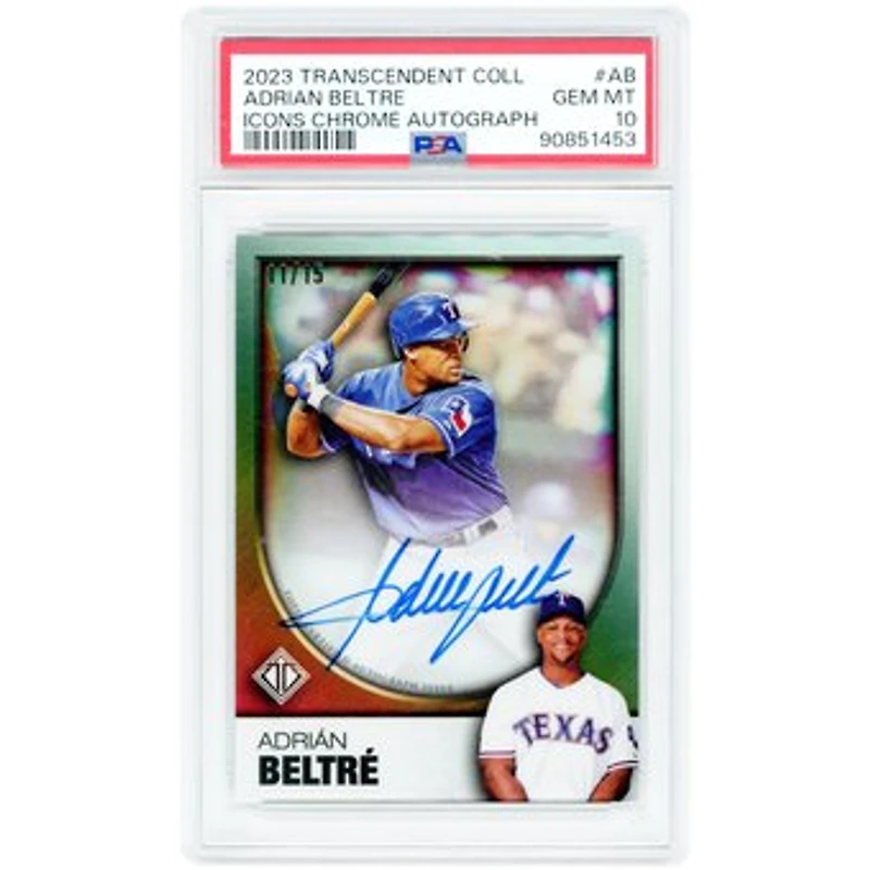 Adrian Beltre Texas Rangers Autographed 2023 Topps Transcendent Collection Icons Chrome #TICAV-AB #11/15 PSA Authenticated 10 Card