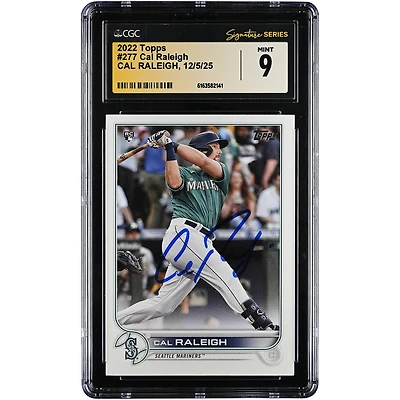 Cal Raleigh Seattle Mariners Autographed 2022 Topps #277 CGC Authenticated Mint 9 Rookie Card