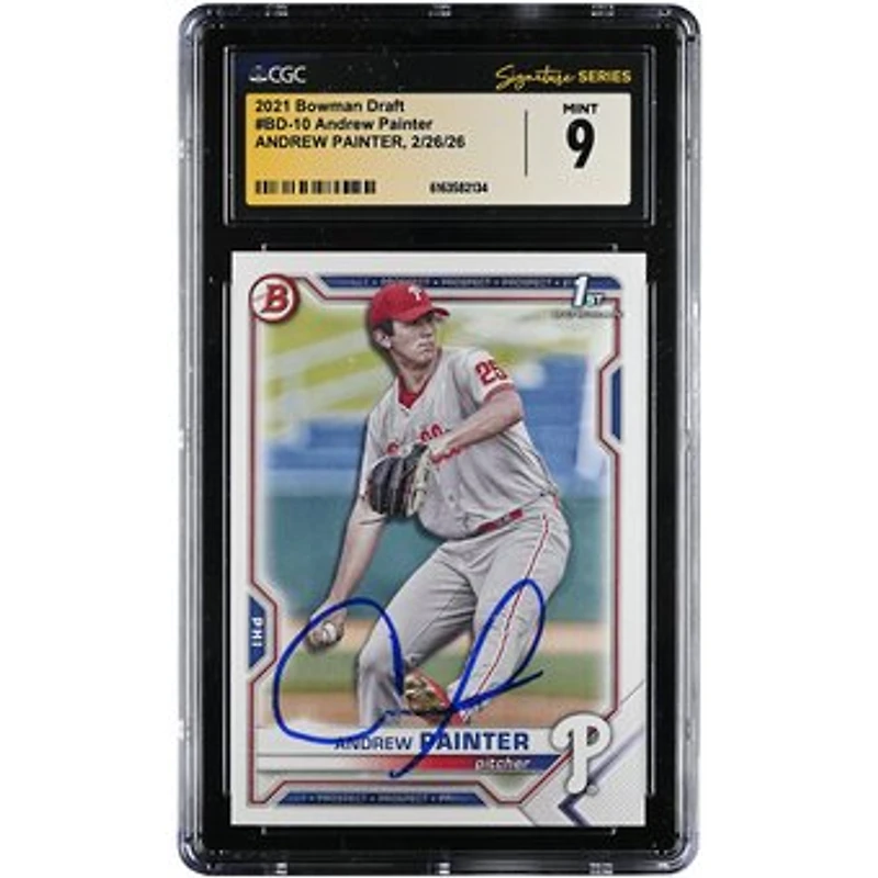 Andrew Painter Philadelphia Phillies Autographed 2021 Bowman Draft #BD-10 CGC Authenticated Mint 9 Card