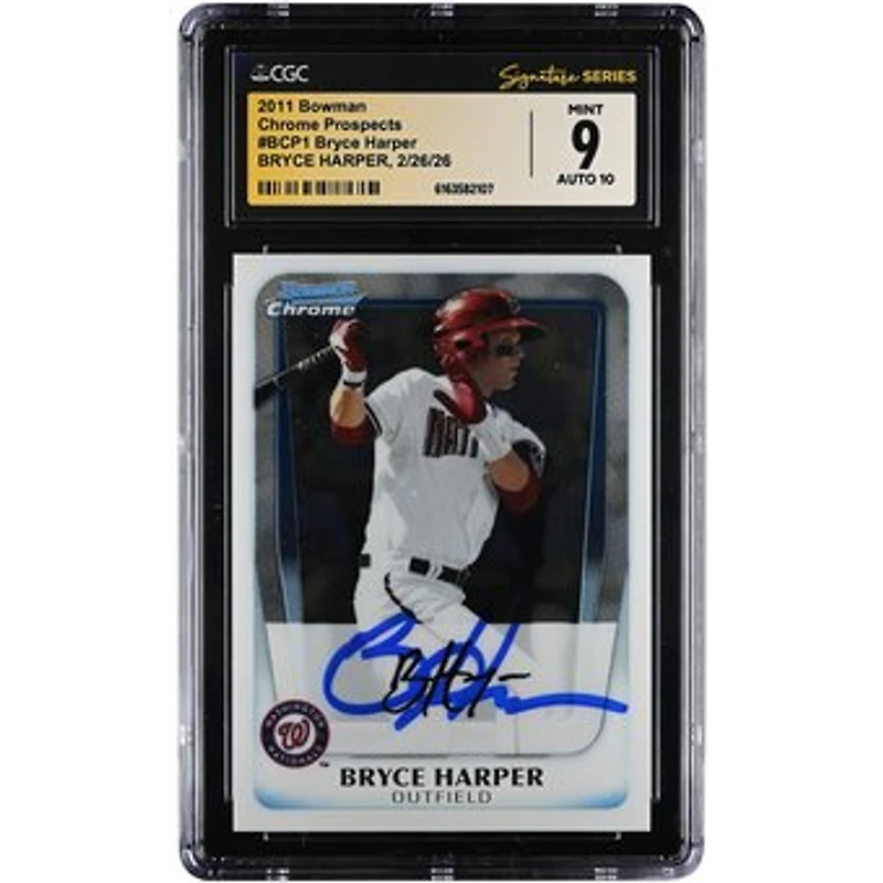 Bryce Harper Washington Nationals Autographed 2011 Bowman Chrome Prospects #BCP1 CGC Authenticated 9/10 Card