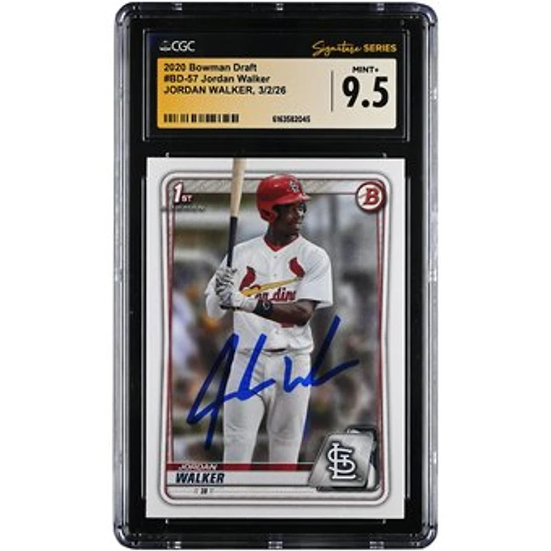 Jordan Walker St. Louis Cardinals Autographed 2020 Bowman Draft #BD-57 CGC Authenticated MINT+ 9.5 Card