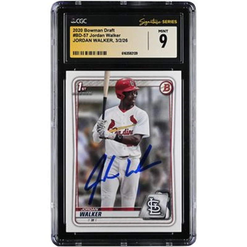 Jordan Walker St. Louis Cardinals Autographed 2020 Bowman Draft #BD-57 CGC Authenticated Mint 9 Card