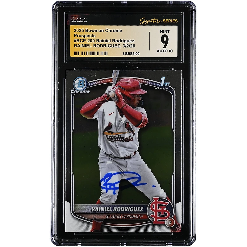 Rainiel Rodriguez St. Louis Cardinals Autographed 2025 Bowman Chrome Prospects #BCP-200 CGC Authenticated 9/10 Card