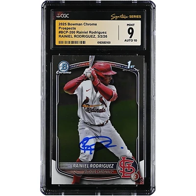 Rainiel Rodriguez St. Louis Cardinals Autographed 2025 Bowman Chrome Prospects #BCP-200 CGC Authenticated 9/10 Card