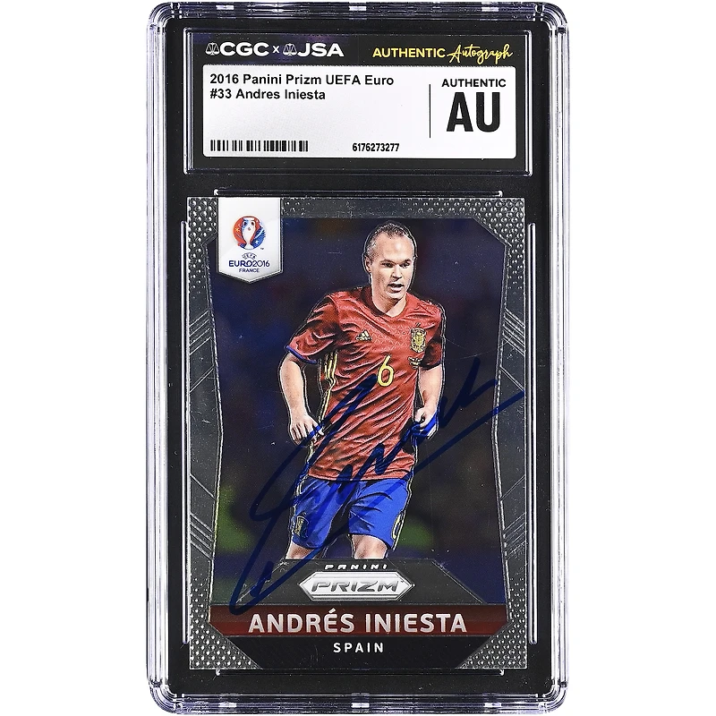 Andres Iniesta Spain National Team Autographed 2016 Panini Prizm UEFA Euro #33 CGC Authenticated Card