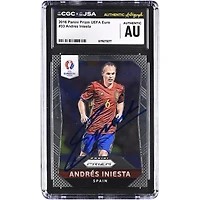 Andres Iniesta Spain National Team Autographed 2016 Panini Prizm UEFA Euro #33 CGC Authenticated Card