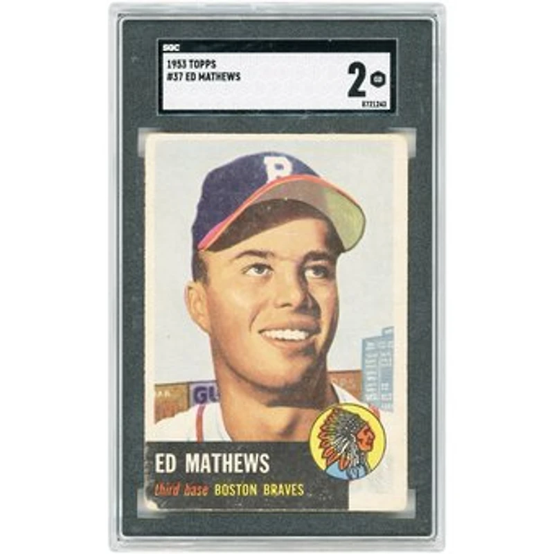 Ed Mathews Boston Braves 1953 Topps #37 SGC Authenticated 2 Card
