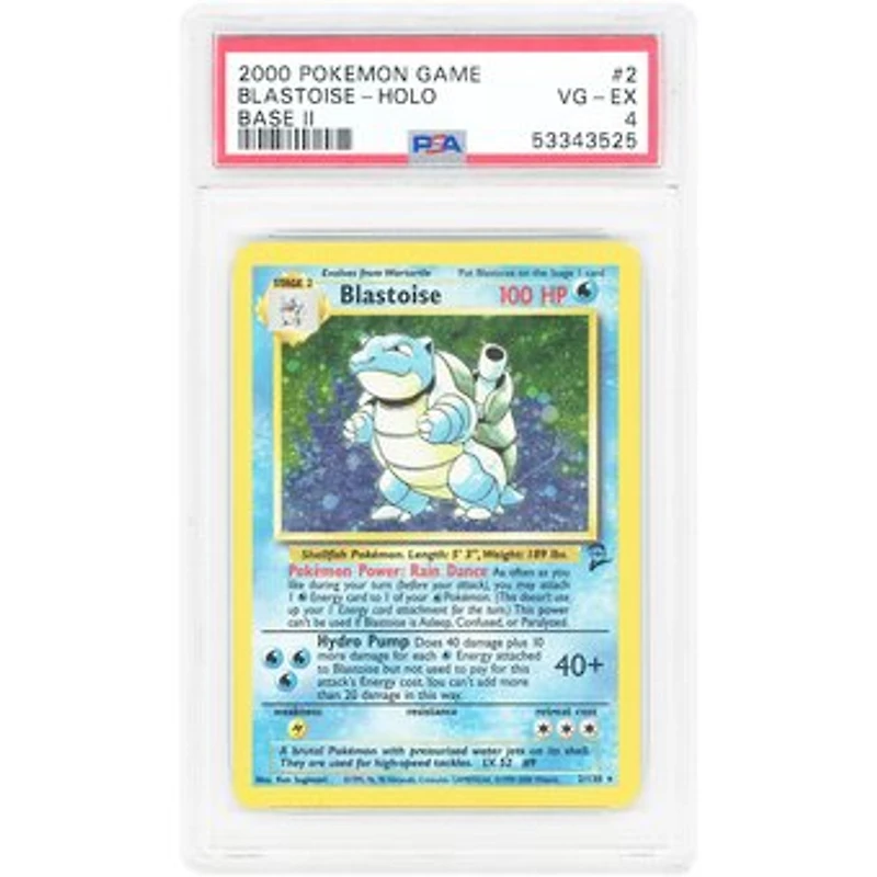 Blastoise 2000 Pokemon Base Set 2 Holo Rare #2 PSA Authenticated 4 Card