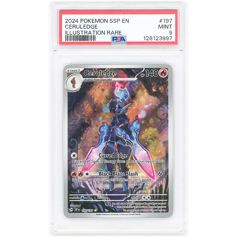 Ceruledge 2024 Pokemon Surging Sparks Illustration Rare #197 PSA Authenticated 9 Card