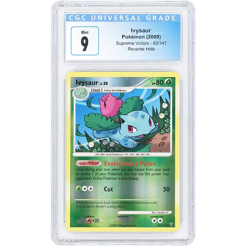 Ivysaur 2009 Pokemon Supreme Victors Uncommon #62 CGC Authenticated 9 Card