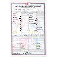 Washington Nationals Game-Used Lineup Card vs. Arizona Diamondbacks on June 7, 2026