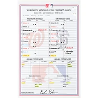 Washington Nationals Game-Used Lineup Card vs. San Francisco Giants on June 10, 2026