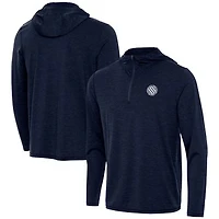 Men's Antigua Heather Navy Motor City Golf Club  Tidy Quarter-Zip Hoodie