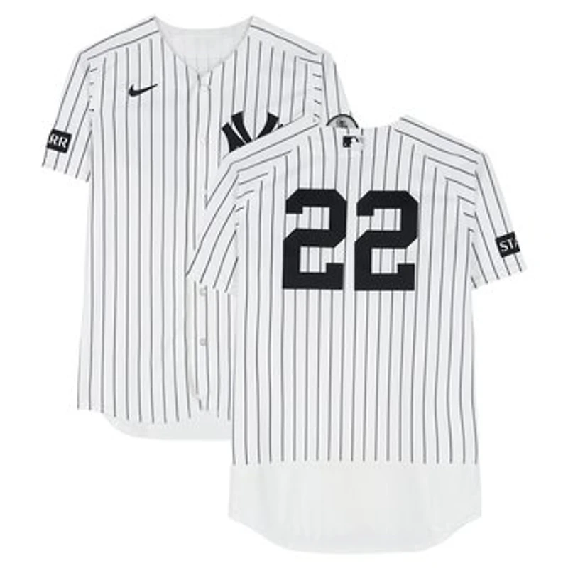 Ben Rice New York Yankees Game-Used #22 White Nike Pinstripe Jersey vs. Cincinnati Reds on June 19, 2026 - 2-4, HR, 3 RBI, R