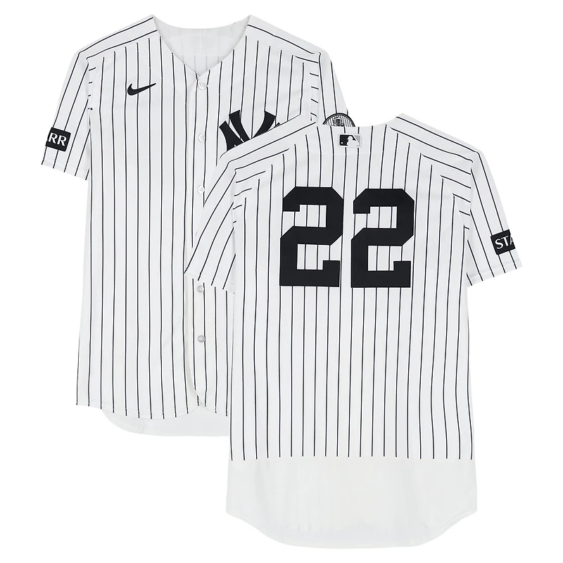 Ben Rice New York Yankees Game-Used #22 White Nike Pinstripe Jersey vs. Cincinnati Reds on June 19, 2026 - 2-4, HR, 3 RBI, R