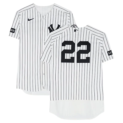 Ben Rice New York Yankees Game-Used #22 White Nike Pinstripe Jersey vs. Cincinnati Reds on June 19, 2026 - 2-4, HR, 3 RBI, R