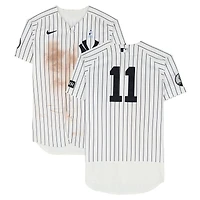 Anthony Volpe New York Yankees Game-Used #11 White Nike Pinstripe Jersey vs. Cincinnati Reds on June 21, 2026