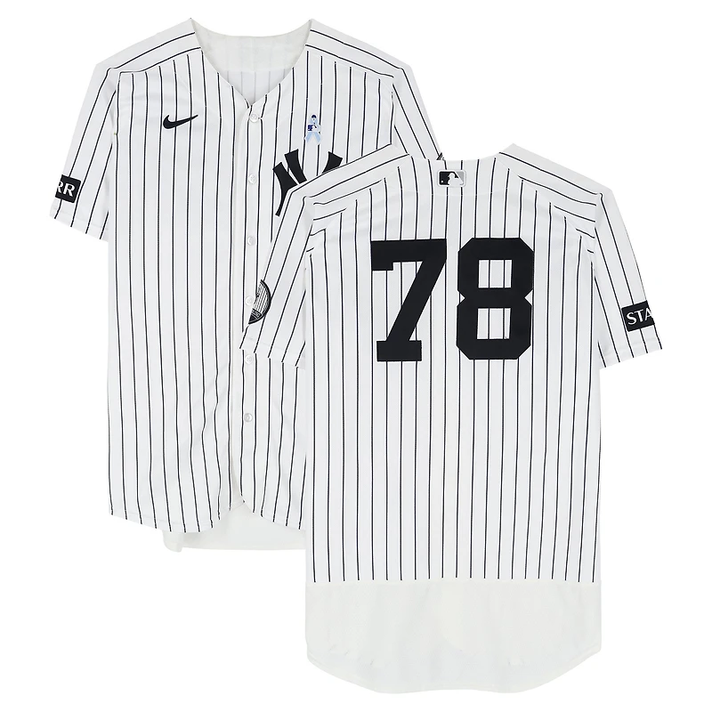 Spencer Jones New York Yankees Game-Used #78 White Nike Pinstripe Jersey vs. Cincinnati Reds on June 21, 2026