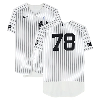 Spencer Jones New York Yankees Game-Used #78 White Nike Pinstripe Jersey vs. Cincinnati Reds on June 21, 2026