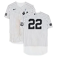 Ben Rice New York Yankees Game-Used #22 White Nike Pinstripe Jersey vs. Cincinnati Reds on June 21, 2026 - 2-3, HR, RBI, R