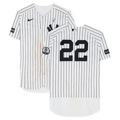 Ben Rice New York Yankees Game-Used #22 White Nike Pinstripe Jersey vs. Cincinnati Reds on June 21, 2026 - 2-3, HR, RBI, R