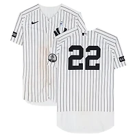 Ben Rice New York Yankees Game-Used #22 White Nike Pinstripe Jersey vs. Cincinnati Reds on June 21, 2026 - 2-3, HR, RBI, R