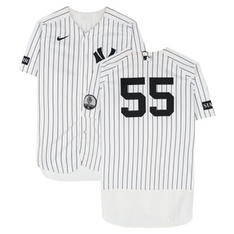 Carlos Rodón New York Yankees Game-Used #55 White Nike Pinstripe Jersey vs. Chicago White Sox on June 17, 2026