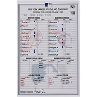 New York Yankees Game-Used Lineup Card vs. Cleveland Guardians on June 9, 2026
