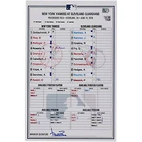 New York Yankees Game-Used Lineup Card vs. Cleveland Guardians on June 10, 2026