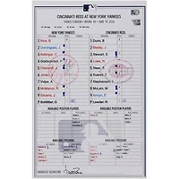 New York Yankees Game-Used Lineup Card vs. Cincinnati Reds on June 19, 2026