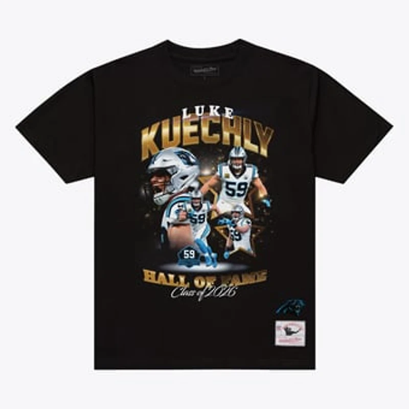 Unisex Mitchell & Ness Luke Kuechly Black Carolina Panthers Pro Football Hall of Fame Class of 2026 Collage T-Shirt